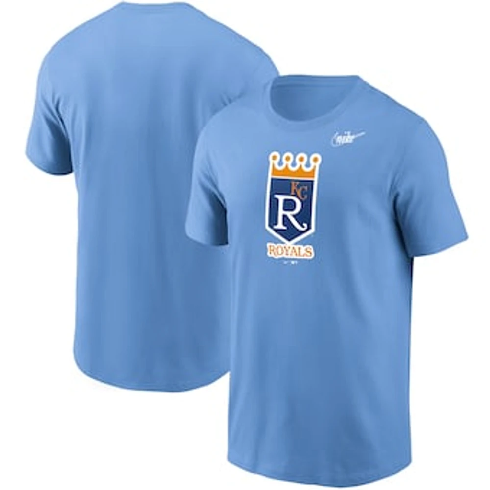 Men's Nike Light Blue Kansas City Royals Cooperstown Collection Logo T-Shirt