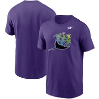 Men's Nike Purple Tampa Bay Rays Cooperstown Collection Logo T-Shirt