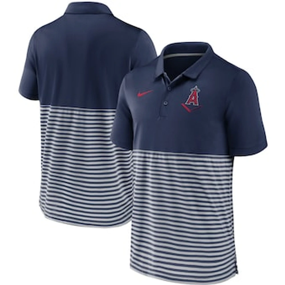 Men's Nike Navy/Gray Los Angeles Angels Home Plate Striped Polo