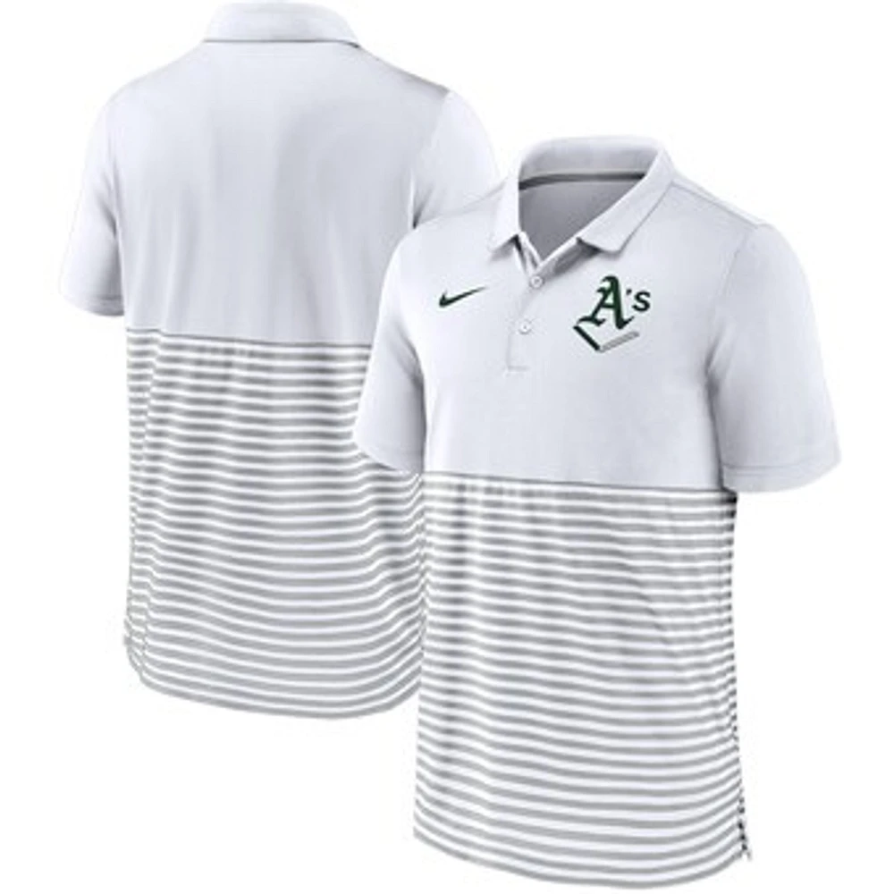 Men's Nike White/Gray Athletics Home Plate Striped Polo