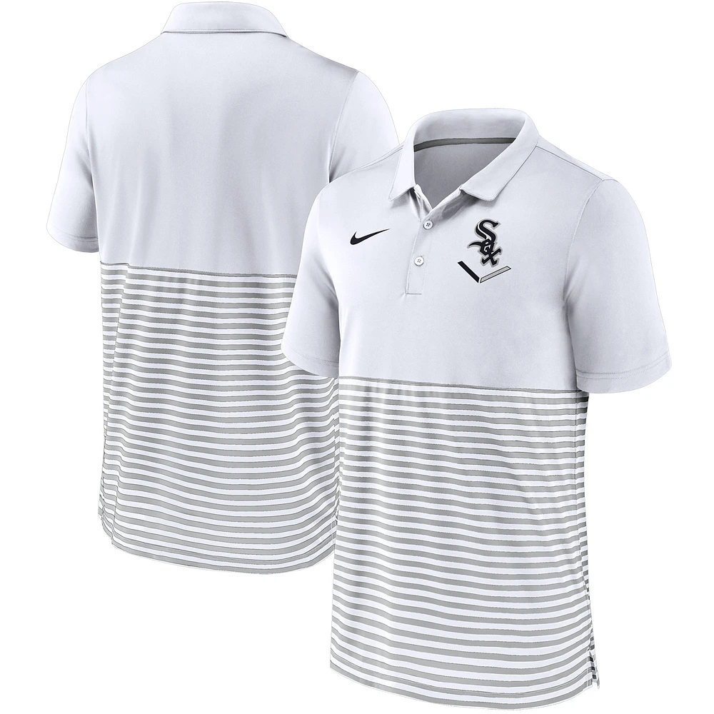 Men's Nike White/Gray Chicago White Sox Home Plate Striped Polo