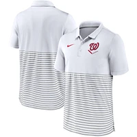 Men's Nike White/Gray Washington Nationals Home Plate Striped Polo