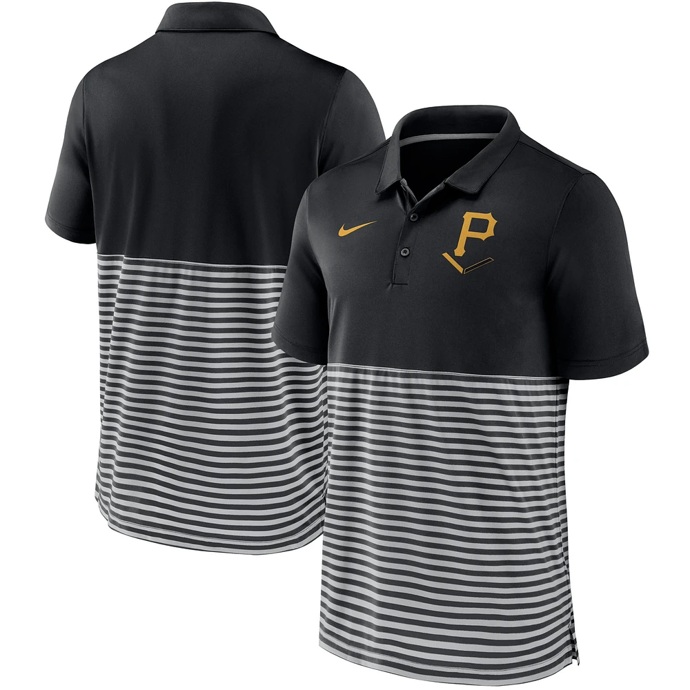 Men's Nike Black/Gray Pittsburgh Pirates Home Plate Striped Polo