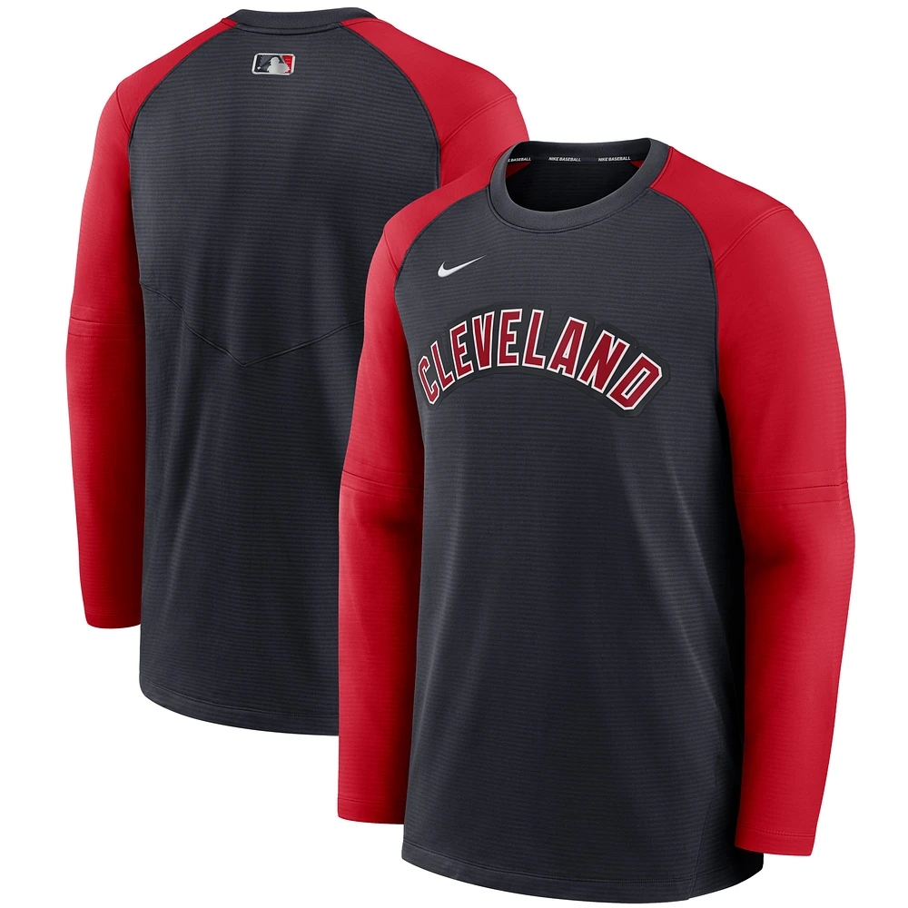 Men's Nike Navy/Red Cleveland Indians Authentic Collection Pregame Performance Raglan Pullover Sweatshirt