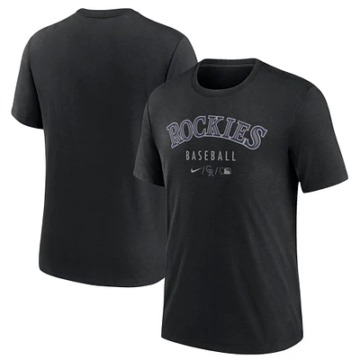 Men's Nike Black Colorado Rockies Authentic Collection Early Work Performance Tri-Blend T-Shirt