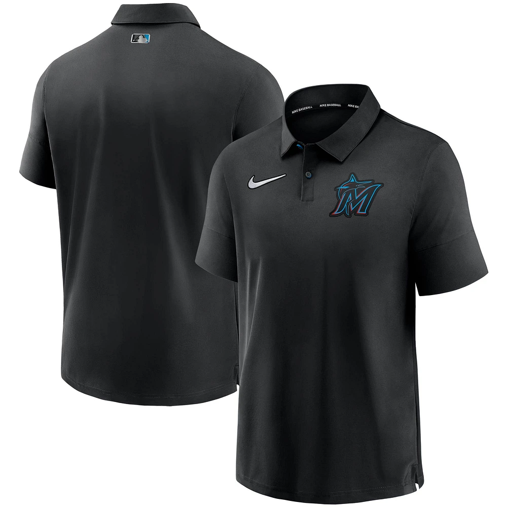 Men's Nike Black Miami Marlins Authentic Collection Flex Performance Polo