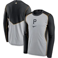 Men's Nike Gray/Black Pittsburgh Pirates Authentic Collection Game Performance Pullover Sweatshirt