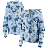 Women's New Era Royal Indianapolis Colts Tie Dye Fleece Full-Zip Hoodie