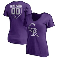Women's Purple Colorado Rockies Personalized RBI Logo V-Neck T-Shirt