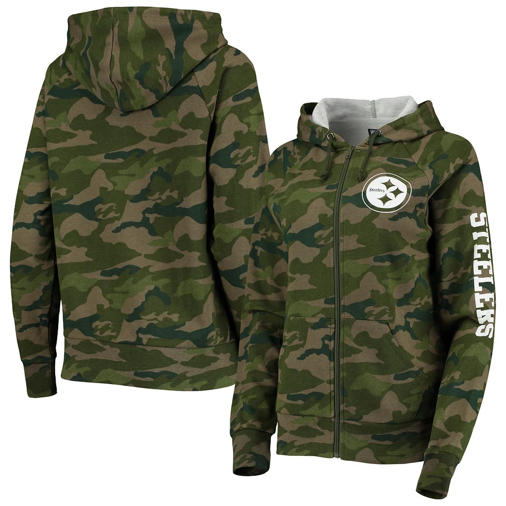 Women's New Era Camo Pittsburgh Steelers Raglan Full-Zip Hoodie