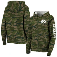 Women's New Era Camo Pittsburgh Steelers Raglan Full-Zip Hoodie