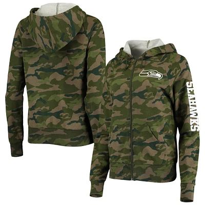 Women's New Era Camo Seattle Seahawks Raglan Full-Zip Hoodie