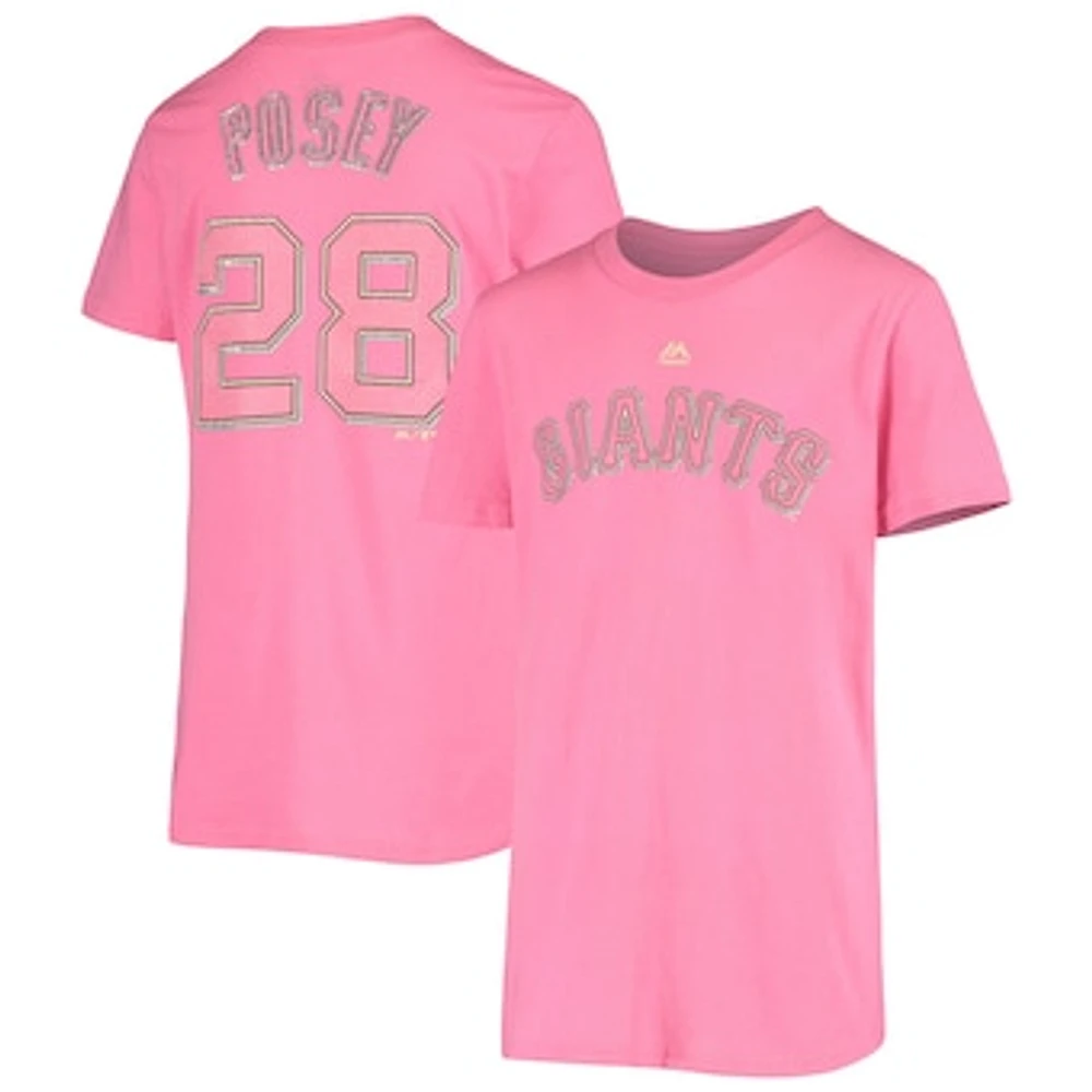 Youth Majestic Buster Posey Pink San Francisco Giants Name & Number Team T-Shirt