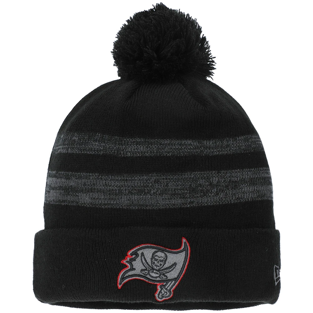 Men's New Era Black Tampa Bay Buccaneers Logo Dispatch Cuffed Knit Hat with Pom