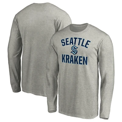 Men's Fanatics Heather Gray Seattle Kraken Victory Arch Long Sleeve T-Shirt