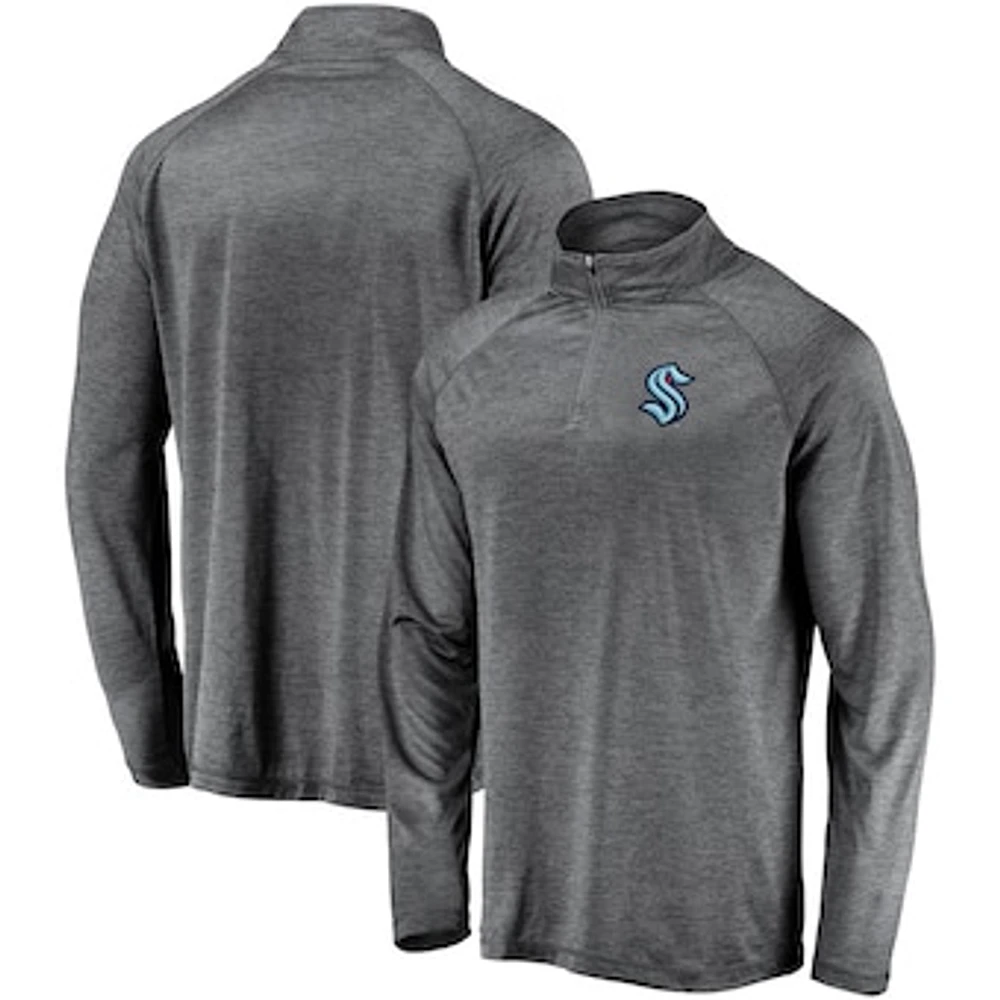 Men's Gray Seattle Kraken Synthetic Primary Logo Quarter-Zip Pullover Jacket