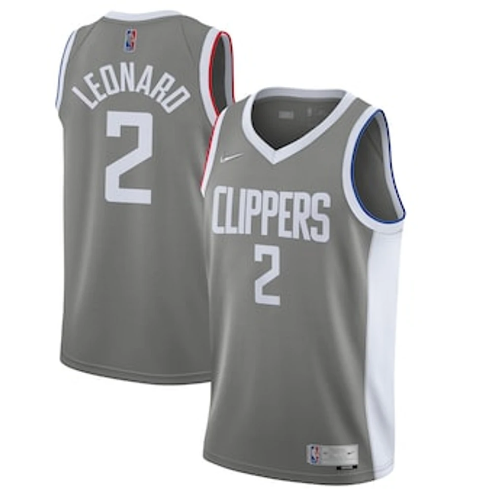 Men's Nike Kawhi Leonard Gray LA Clippers 2020/21 Swingman Player Jersey - Earned Edition