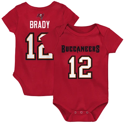 Newborn Tom Brady Red Tampa Bay Buccaneers Mainliner Player Name & Number Bodysuit