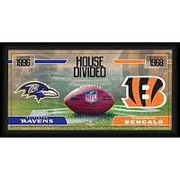 Baltimore Ravens vs. Cincinnati Bengals Framed 10" x 20" House Divided Football Collage