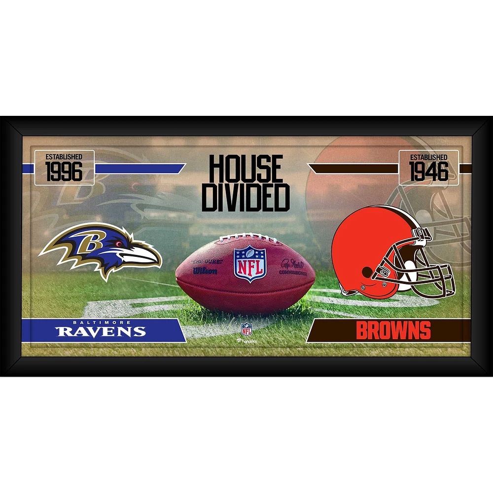 Baltimore Ravens vs. Cleveland Browns Framed 10" x 20" House Divided Football Collage
