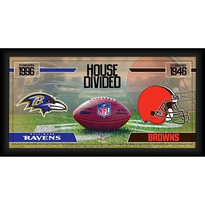 Baltimore Ravens vs. Cleveland Browns Framed 10" x 20" House Divided Football Collage