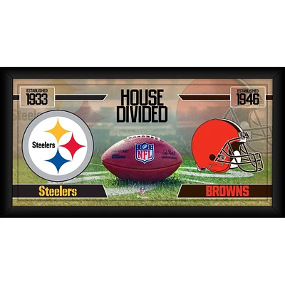 Pittsburgh Steelers vs. Cleveland Browns Framed 10" x 20" House Divided Football Collage