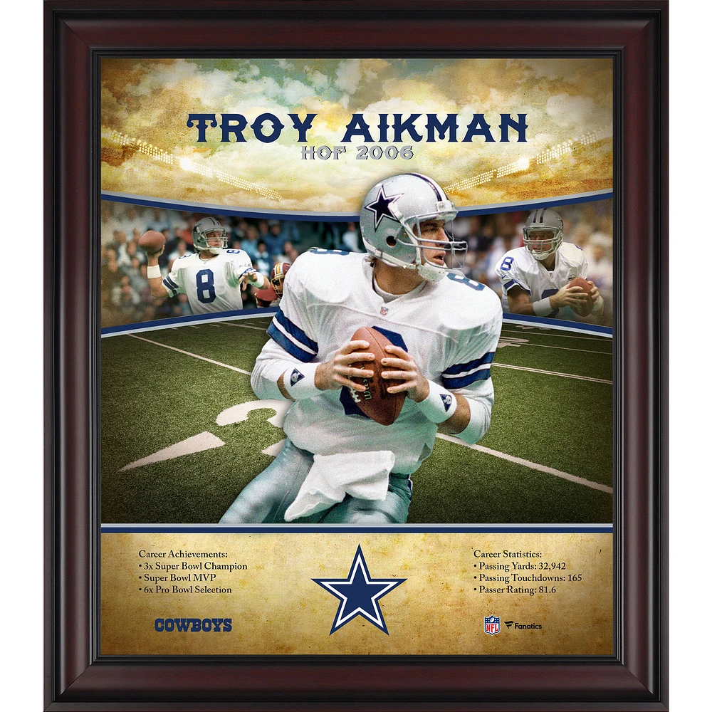 Troy Aikman Dallas Cowboys Framed 15" x 17" Hall of Fame Career Profile