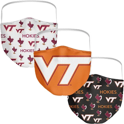 Adult Fanatics Virginia Tech Hokies All Over Logo Face Covering 3-Pack