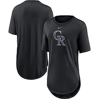 Women's Nike Black Colorado Rockies Mascot Outline Weekend Tri-Blend T-Shirt
