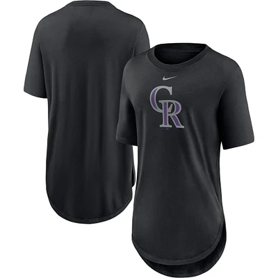 Women's Nike Black Colorado Rockies Mascot Outline Weekend Tri-Blend T-Shirt