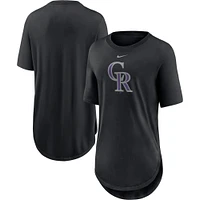 Women's Nike Black Colorado Rockies Mascot Outline Weekend Tri-Blend T-Shirt