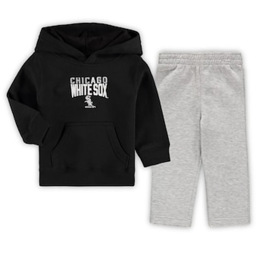 Infant Black/Heathered Gray Chicago White Sox Fan Flare Fleece Hoodie and Pants Set