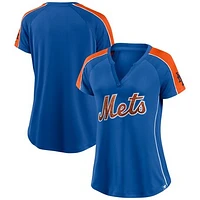 Women's Fanatics Royal New York Mets Lineup League Diva Raglan Notch Neck T-Shirt