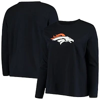 Women's Fanatics Navy Denver Broncos Plus Size Primary Logo Long Sleeve T-Shirt