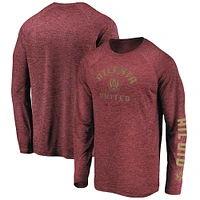 Men's Fanatics Garnet Atlanta United FC Space Dye Line Up Hand Ball Raglan Long Sleeve T-Shirt