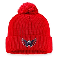 Men's Fanatics Red Washington Capitals Core Primary Logo Cuffed Knit Hat with Pom