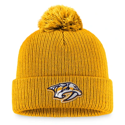 Men's Fanatics Gold Nashville Predators Core Primary Logo Cuffed Knit Hat with Pom