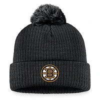 Men's Fanatics Black Boston Bruins Core Primary Logo Cuffed Knit Hat with Pom