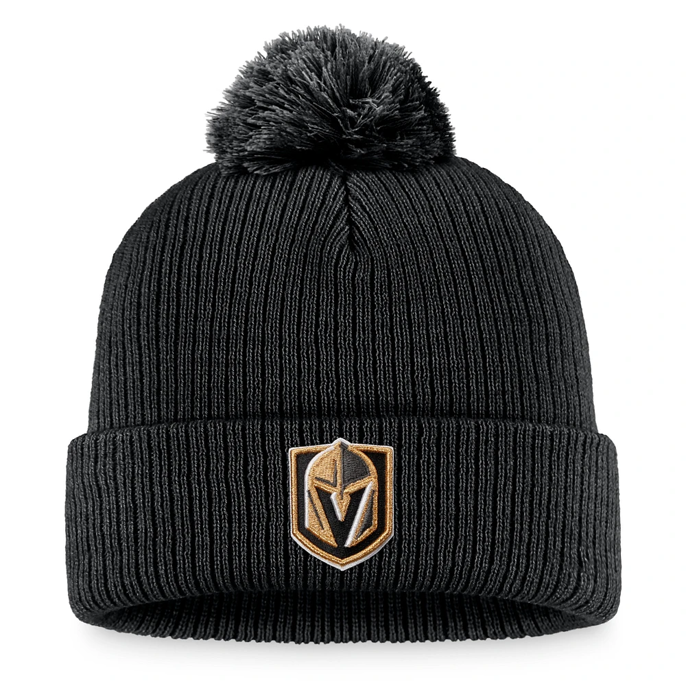 Men's Fanatics Black Vegas Golden Knights Core Primary Logo Cuffed Knit Hat with Pom