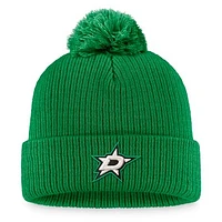 Men's Fanatics Kelly Green Dallas Stars Core Primary Logo Cuffed Knit Hat with Pom