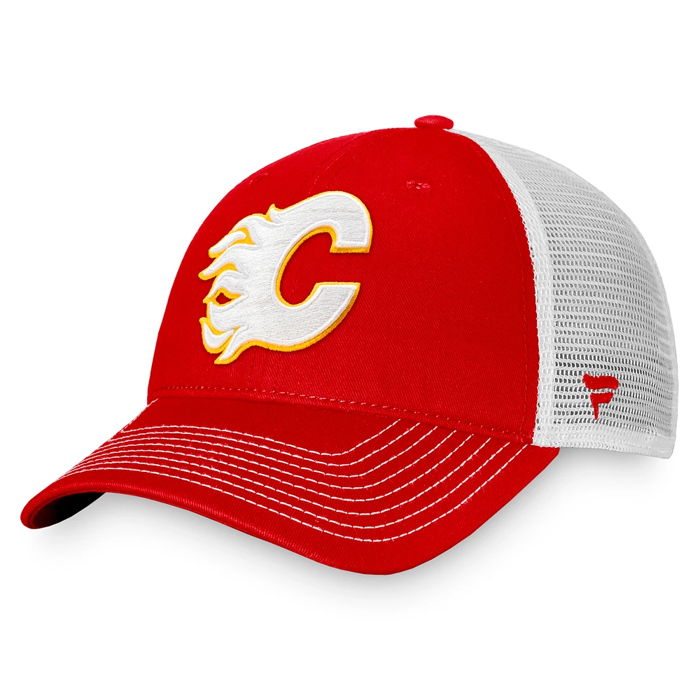 Men's Fanatics Red/White Calgary Flames Slouch Core Primary Trucker Snapback Hat