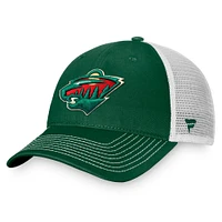 Men's Fanatics Green/White Minnesota Wild Slouch Core Primary Trucker Snapback Hat