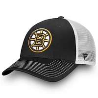 Men's Fanatics Black/White Boston Bruins Slouch Core Primary Trucker Adjustable Hat