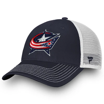 Men's Fanatics Navy/White Columbus Blue Jackets Slouch Core Primary Trucker Adjustable Hat