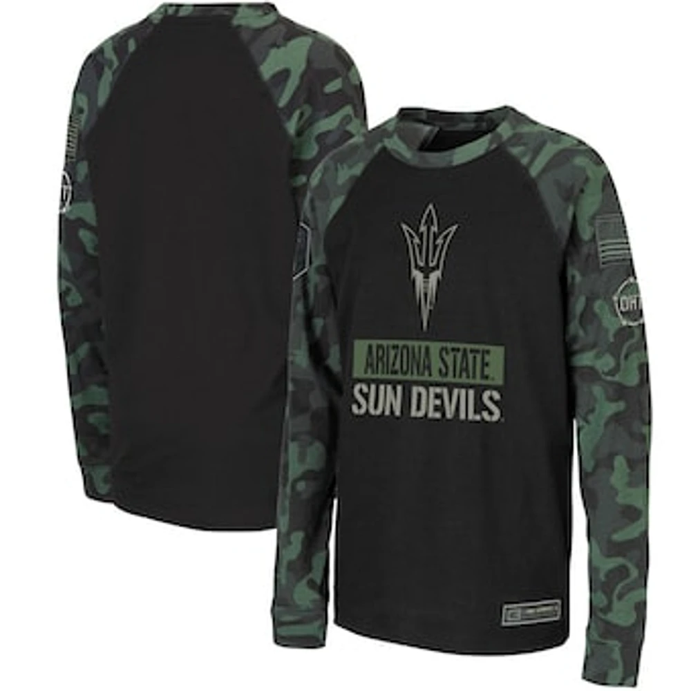 Youth Colosseum Black/Camo Arizona State Sun Devils OHT Military Appreciation Raglan Long Sleeve T-Shirt