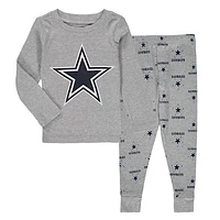 Toddler Heathered Gray Dallas Cowboys Long Sleeve T-Shirt & Pants Sleep Set