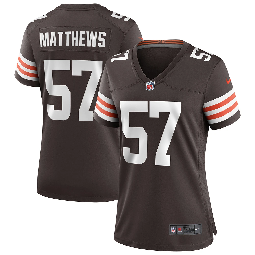 Women's Nike Clay Matthews Brown Cleveland Browns Game Retired Player Jersey