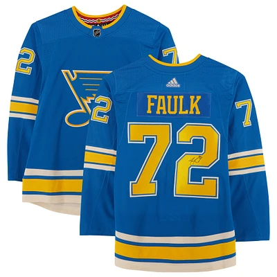 Justin Faulk St. Louis Blues Autographed Blue Alternate Adidas Authentic Jersey