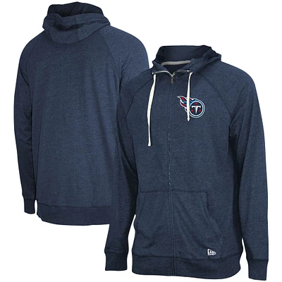 Men's New Era Heathered Navy Tennessee Titans In Season Hoodie Full-Zip Jacket