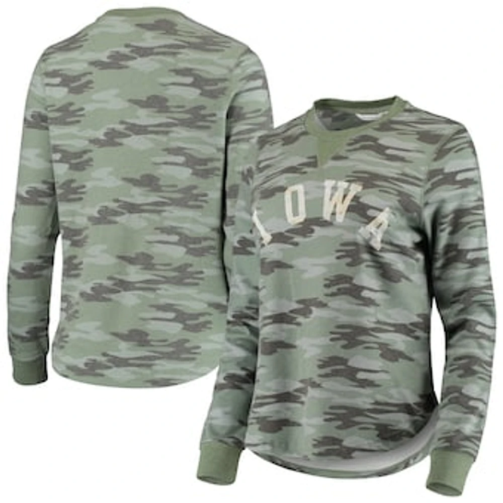 Women's Camo Iowa Hawkeyes Comfy Pullover Sweatshirt